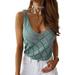 Sexy Dance Women Sexy V Neck Tank Tops Causal Sleeveless Knit Shirts Crop Top Ladies Loose Fashion Summer Thin Sweater Vest Blouses Side Split Light Blue XXXL(US 18-20)