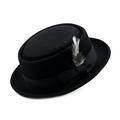 Men's 100% Crushable Round Top Short Brim Pork Pie Porkie Fedora Hats W/Feather