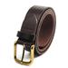 Rolfs Belts for Men Leather Genuine Full Grain, 35 MM Wide Railroad Striped Belt with Antique Brass Buckle - Brown - 36