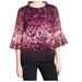 Calvin Klein Womens Printed Flare-Sleeve Top