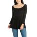 24/7 Comfort Apparel Women's Wide Neck Pleated Long Sleeve Tunic Top