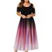 Avamo Womens Sexy Cold Shoulder Party Dress Gradient Color Pleated Long Dress Cocktail Evening Maxi Dress