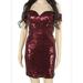 B DARLIN Womens Burgundy Sequined Cap Sleeve V Neck Short Sheath Cocktail Dress Size 11\12