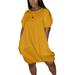 UKAP Summer Lantern Sleeve Midi Dress for Womens Solid Color Loose Bubble Club Dresses T Shirts Dress