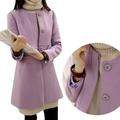 Mojoyce Plus Size Solid Color Overcoat A-shaped Coat Women Outwear (Purple 5XL)