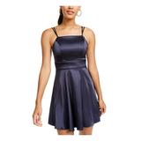 SEQUIN HEARTS Womens Navy Spaghetti Strap Square Neck Short Fit + Flare Party Dress Size 9