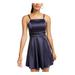 SEQUIN HEARTS Womens Navy Spaghetti Strap Square Neck Short Fit + Flare Party Dress Size 9