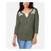 KAREN SCOTT Womens Green Printed 3/4 Sleeve Jewel Neck T-Shirt Evening Top Size PP