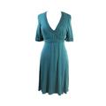 Studio M Womens Teal /-Sleeve Textured Hi-Low Rayon Dress Regular