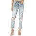 TheMogan Women's Distressed Destructed Washed Denim High Rise Boyfriend Jeans