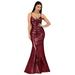 Ever-Pretty Women's Long Sequins Black Tie Wedding Party Evening Prom Ball Gown for Women 07339 Burgundy US 10