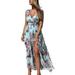 Sexy Dance Hawaiian Holiday Boho Beach Floral Split Long Dress For Women Ladies Wrap Summer Paisley Holiday Maxi Sundress Cocktail Party Evening Dresses Beachwear