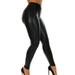 ZAXARRA High Waist Slim Stretch Wet Leggings Faux Leather Skinny Womens Lift Tight Pants