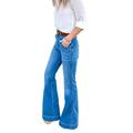 Avamo Women Flare Jeans Stretch Bootcut Denim Pants Jeggings Female High Waist Denim Jeans Skinny Slim Retro Jeans