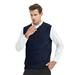 TOPTIE Mens Business Solid Color Plain Sweater Vest, Cotton Fit Casual Pullover-Navy-XL