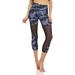 YDX juniors athleisure Yoga Pants Active high-Rise Gym Leggings Bottoms only Blue Camo Short Size Large