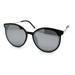 Womens Horned Round Designer Mod Plastic Sunglasses Black Silver Mirror