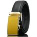 Men's Dress Belt Genuine Leather Automatic Buckle Ratchet Belt, Adjustable Exact Fit Belt