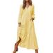 Avamo Women Casual Long Shirt Dress Long Sleeves Maxi Dress with Pocket Loose Holiday Swing Dress