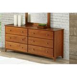 Three Posts™ Faringdon 6 Drawer 59" W Solid Wood Double Dresser Wood in Brown/Green | 31.25 H x 59 W x 19.25 D in | Wayfair