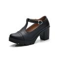 UKAP Womens Retro Brogue Lolita Block Heel Oxford Shoes Buckle Heeled Platform Shoes