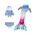 3PCS Baby Kids Girl Tankini Set Bikini Sets Swimwear For Girls 7-16 Swimsuit Swimming Mermaid Tail With Monofin Beachwear Bathing Suit Swimming Costumes Swimmable Flippers