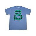Inktastic Teal Plaid Initial S Adult T-Shirt Male Columbia Blue S