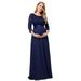 Ever-Pretty Women's Maternity Fitted 3/4 Sleeves Lace Round Neck Maternity Dress 7412YF Navy Blue US24
