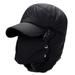 For Men Ear Face Protection Bomber Jacket Caps Pilot Hat Thickened Fleece Lined Warm Hat Winter Hat Snow Proof Hat Skiing Cap