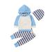 wsevypo Newborn Baby Boys Girls Hooded Sweatshirt Top+Long Stripe Pants+Headband 3pcs