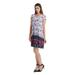 MBJ WDR1219 Womens Print V Neck Cap Sleeve Mini Dress XXXL BLUE_PINK