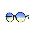 Womens Hippie Groove Tie Dye Gradient Lens Plastic Round Sunglasses Blue Yellow