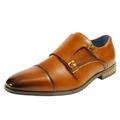 Bruno Marc Mens Monk Strap Slip On Loafers Business Dress Lace-up Cap toe Oxford Shoes HUTCHINGSON_2 CAMEL Size 7