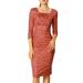 Women's Dot Print Square Neck 3/4 Sleeve Ruched Bodycon Dress