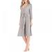 Women's 7-Sleeve Nightgown Gray Cotton Skin-friendly Nightgown Solid Color Soft Sleepwear Home Stay Clothes