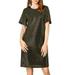 Allegra K Women's Sparkle Sequin Short Sleeve Shift Metallic Dress