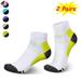 Sixtyshades 2 Pairs Ankle Socks for Women Men Half Cushion Crew Sport Socks (S/M, Yellow)