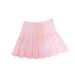 Womens Girls Tennis High Waist Plain Skater Flare Pleated Short Mini Skirt Pink