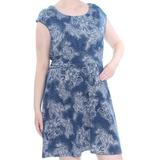 TOMMY HILFIGER Womens Blue Paisley Print Cap Sleeve Above The Knee Dress Size: XL