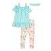 Forever Me Girls Cold Shoulder Top and Printed Leggings With Matching Headpiece, 2-Piece Outfit Set, Sizes 4-12
