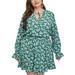 Sexy Dance Women Floral Mini Dress Loose Long Sleeve A-Line Swing Dress Plus Size Holiday Beach Sundress Casual Elastic Waist Sundress