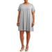 Terra & Sky Women's Plus Size Ruched Tie Sleeve Dress