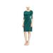 SLNY Womens Green Embellished Zippered 3/4 Sleeve Scoop Neck Above The Knee Sheath Cocktail Dress Size 14