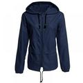 Fashion Thin Section Ladies Waterproof Clothing Hooded Drawstring Outdoor Hiking Rain Jacket Jacket