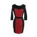 Kensie Womens Rouge Combo /-Sleeve Contrast Ponte Dress S