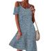Niuer Summer Floral Dress for Trendy Women Cut Out Sleeve Spaghetti Strap Beach Swing Dress