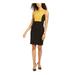 KASPER Womens Gold Color Block Sleeveless V Neck Above The Knee Sheath Dress Size 12