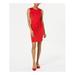 MAISON JULES Womens Red Twist Front Sleeveless Jewel Neck Above The Knee Sheath Dress Size M