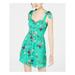 CITY STUDIO Womens Green Floral Sleeveless Sweetheart Neckline Mini Sheath Dress Size 7