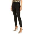 I.N.C. Women's Super-Soft Velvet-Accent Tuxedo High-Waisted Leggings, Black, S